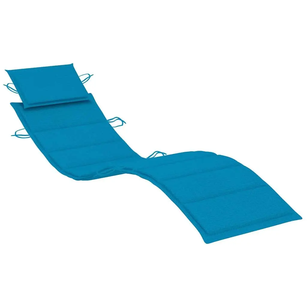 Sun Loungers Set 2 pcs Cushions Solid Acacia Wood Outdoor Patio Blue