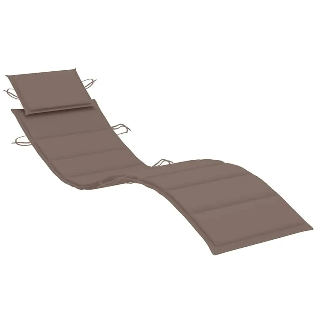 Sun Lounger Set 2 pcs with Side Table Cushions Solid Acacia Wood Weather Resistant Foldable Taupe