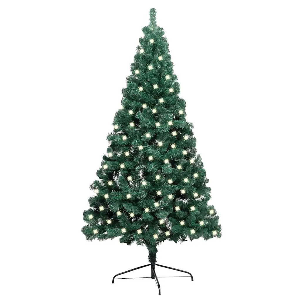 Artificial Half Christmas Tree Pre-lit LED 120cm Green Indoor Holiday Decor
