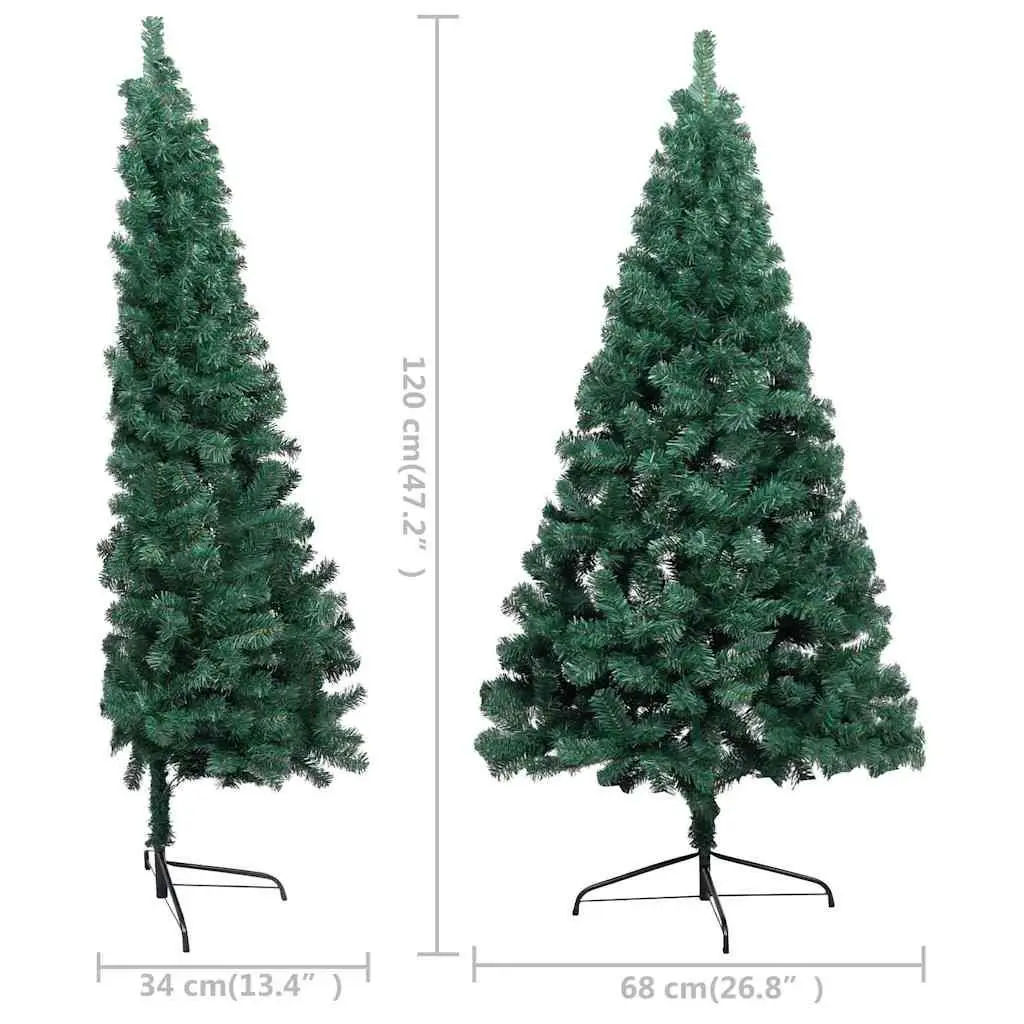 Artificial Half Christmas Tree Pre-lit LED 120cm Green Indoor Holiday Decor