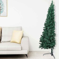 Half Christmas Tree 150cm Artificial Pre-lit Green PVC Holiday Seasonal