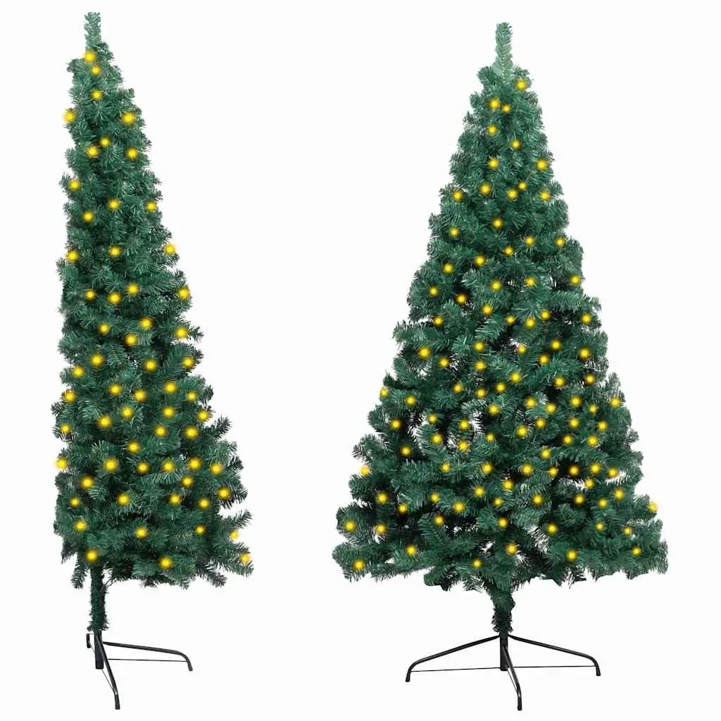Artificial Half Christmas Tree Pre-lit LED Lights 180cm Green