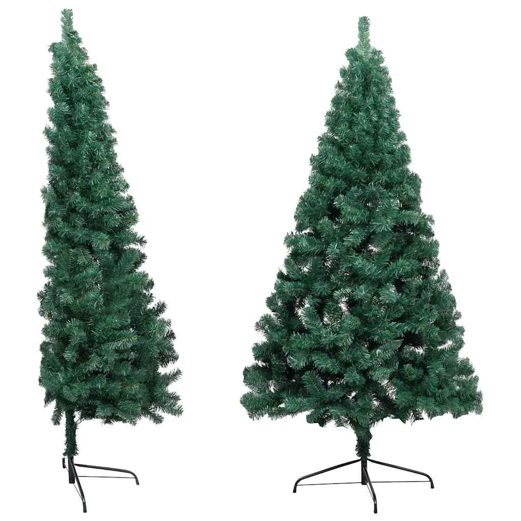 Artificial Half Christmas Tree Pre-lit LED Green 210cm Seasonal Holiday Decor