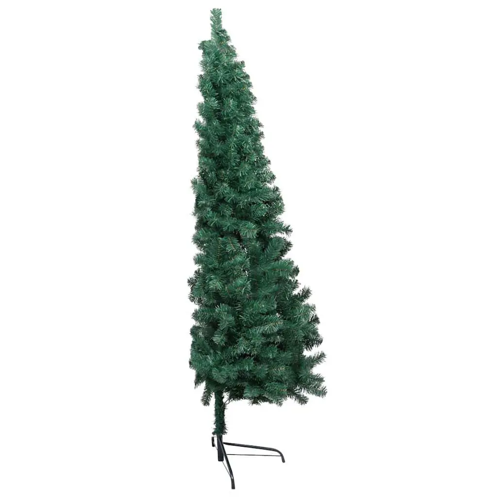Artificial Half Christmas Tree Pre-lit LED Green 210cm Seasonal Holiday Decor