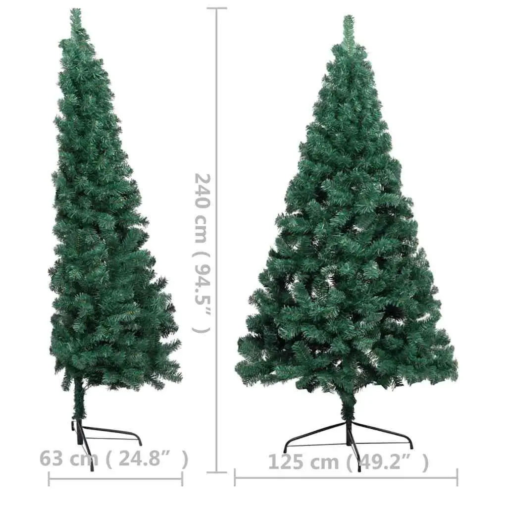 Artificial Half Christmas Tree 240cm Pre-lit LED Green PVC Seasonal Holiday