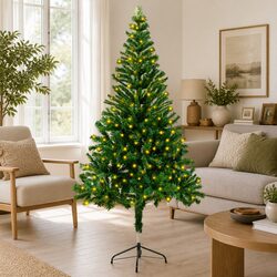 Artificial Pre-lit Christmas Tree 150 cm Green 380 Branches LED Lights Holiday