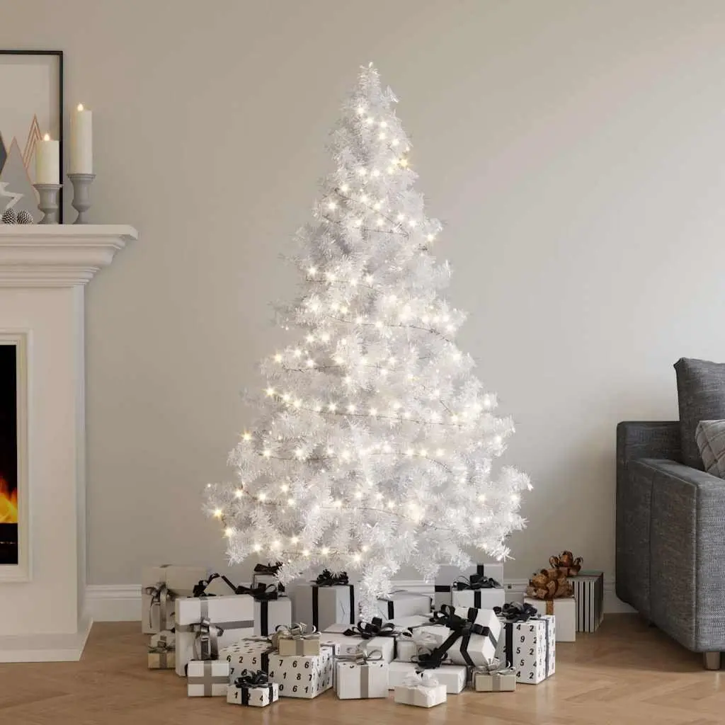 Artificial Pre-lit Christmas Tree White 180cm 620 Branches Indoor Seasonal Decor