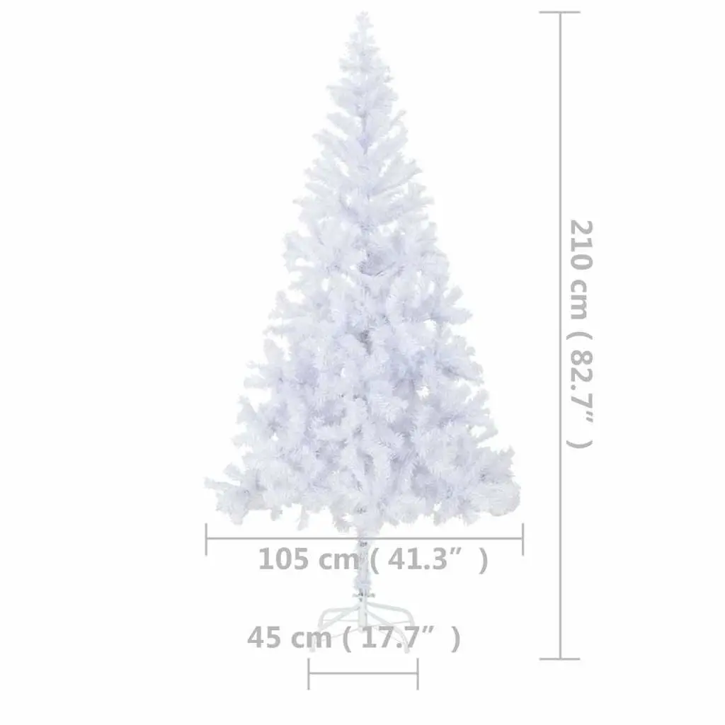 White Artificial Pre-lit Christmas Tree 210cm 910 Branch Tips Indoor Holiday