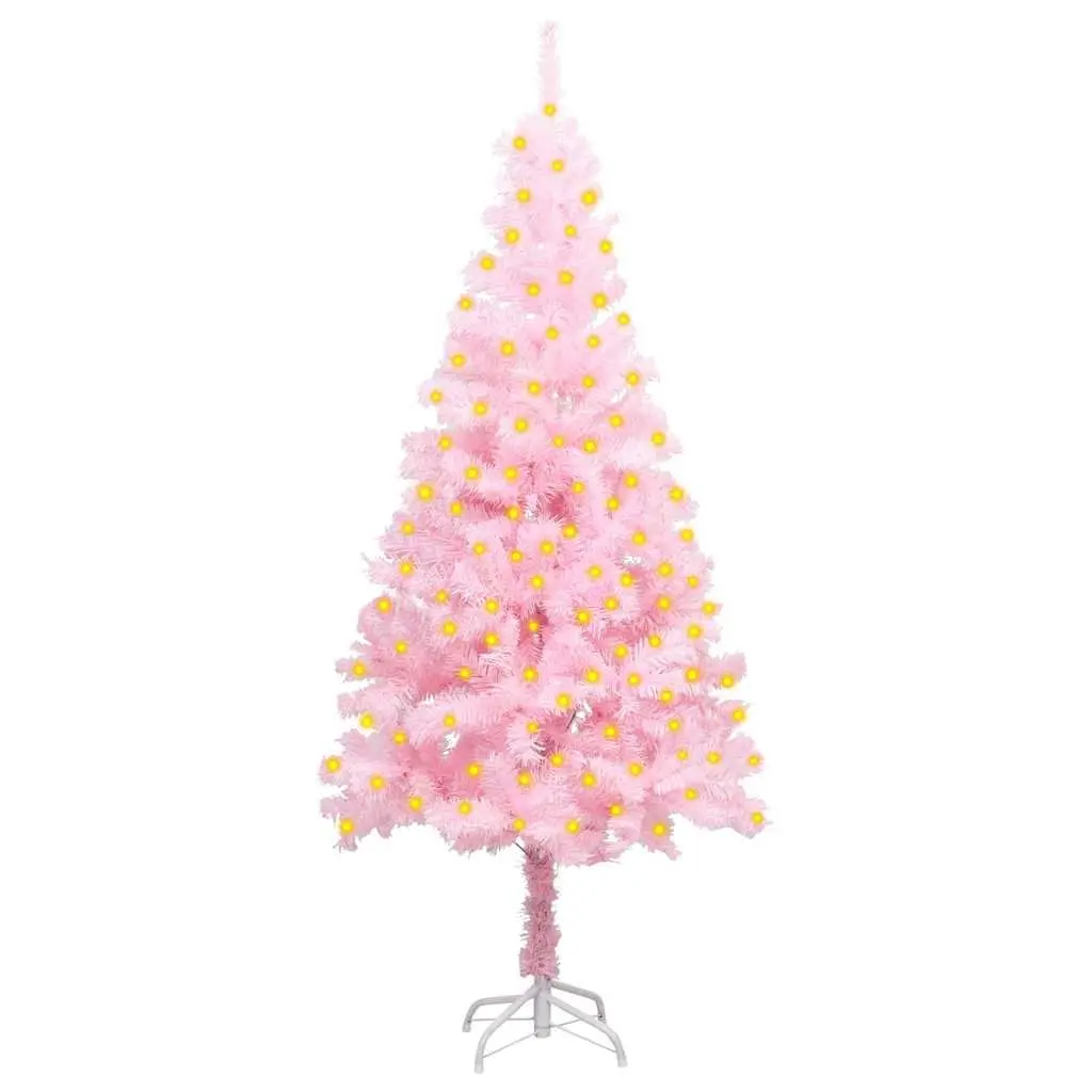 Artificial Pre-lit Christmas Tree 150cm Pink with Stand LED Lights Holiday Decor