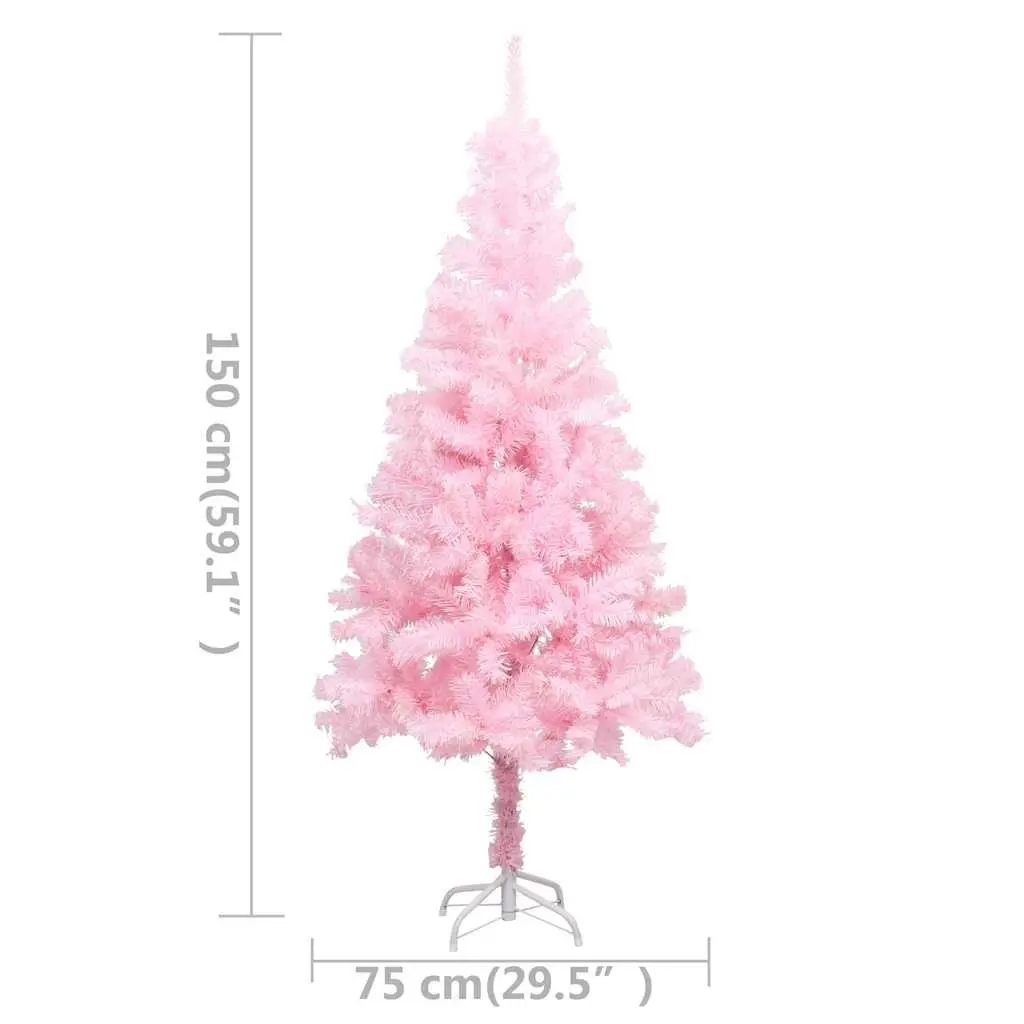 Artificial Pre-lit Christmas Tree 150cm Pink with Stand LED Lights Holiday Decor