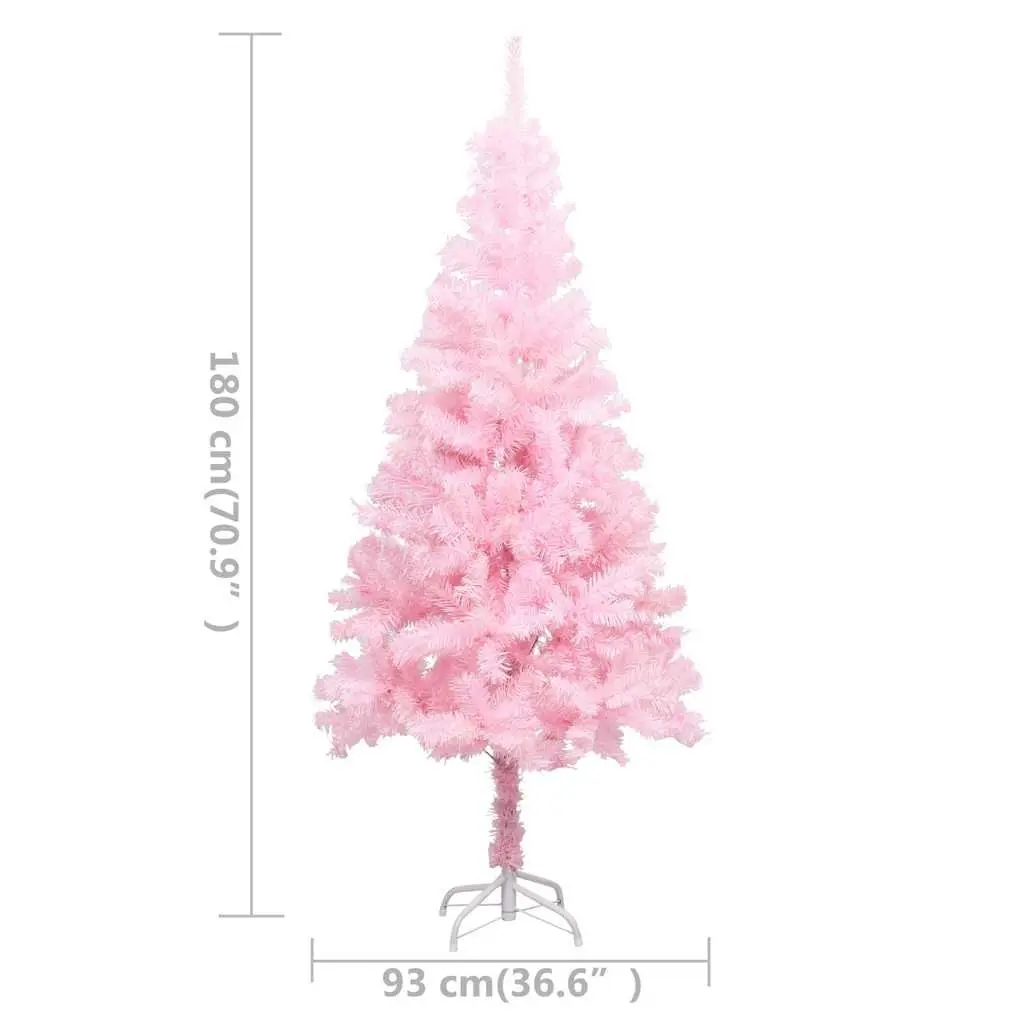 Pink Artificial Pre-lit Christmas Tree 180cm with Stand LED Lights Holiday Decor