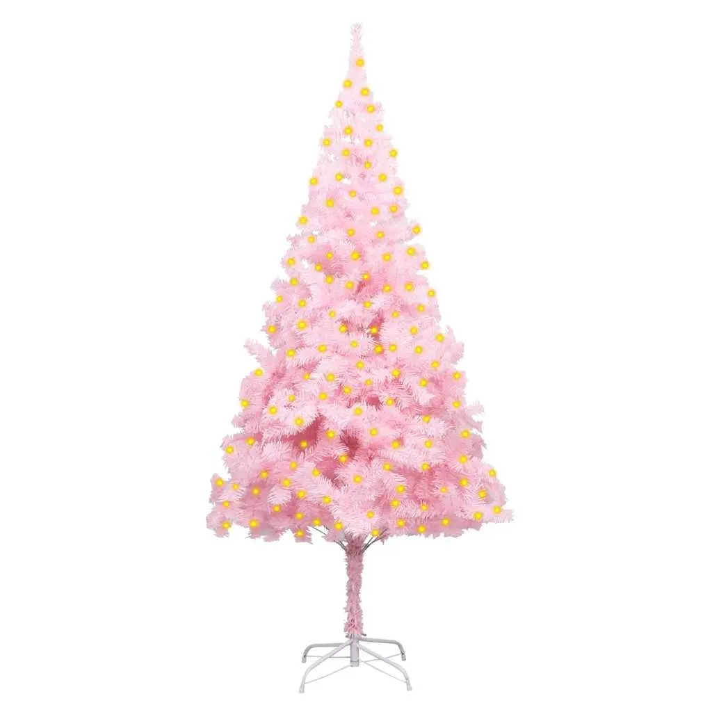 Artificial Christmas Tree Pre-lit LED 210cm Pink Indoor Holiday Decoration