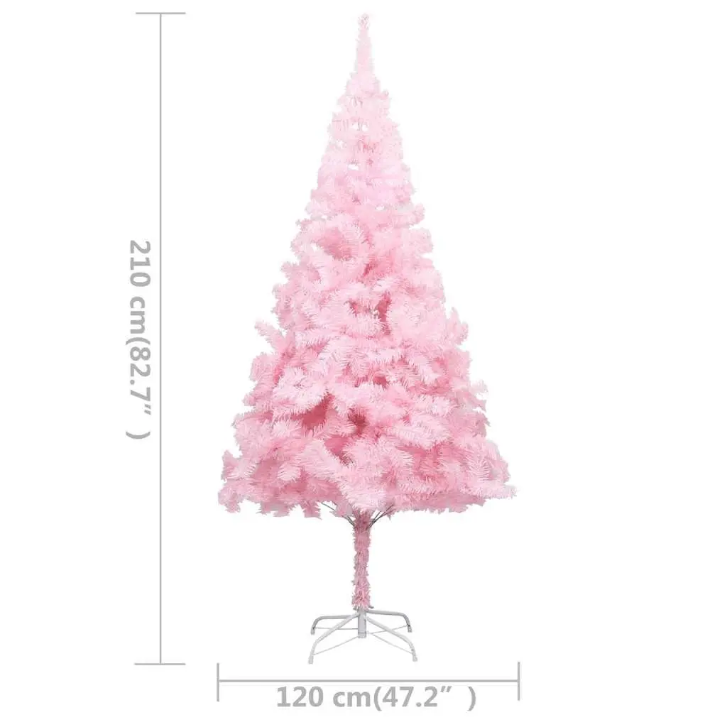 Artificial Christmas Tree Pre-lit LED 210cm Pink Indoor Holiday Decoration