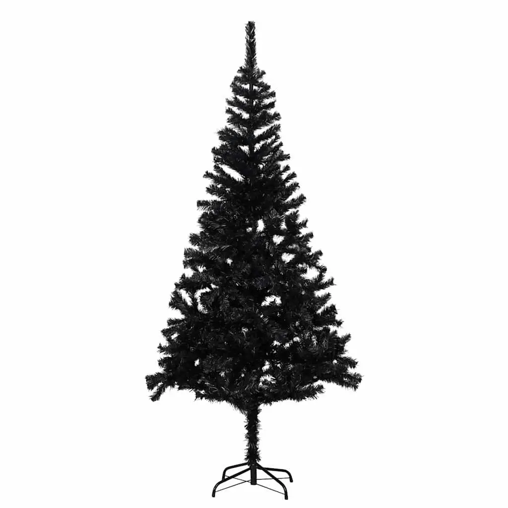 Black Artificial Pre-lit Christmas Tree 180cm with Stand Festive Holiday Decor