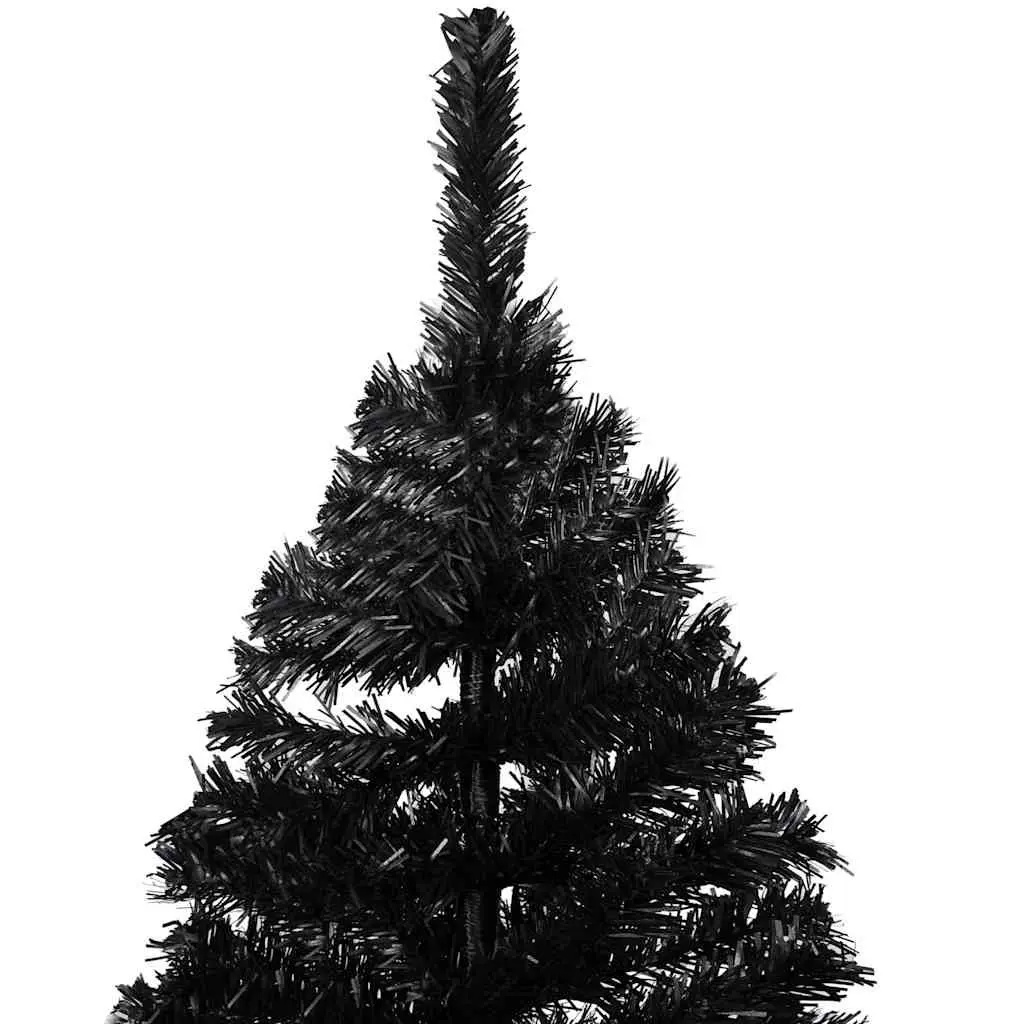 Black Artificial Pre-lit Christmas Tree 180cm with Stand Festive Holiday Decor