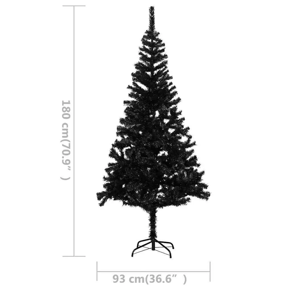 Black Artificial Pre-lit Christmas Tree 180cm with Stand Festive Holiday Decor