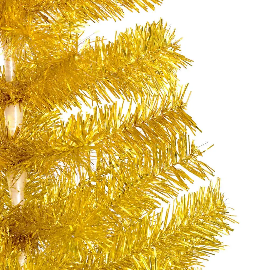 Artificial Christmas Tree Pre-lit 180cm Gold LED Lights PVC Material Seasonal Decor