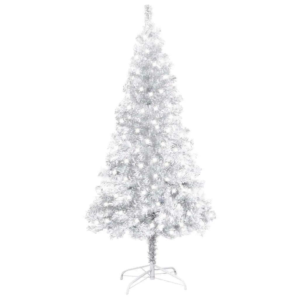Artificial Pre-lit Christmas Tree Silver 120cm with Stand LED Lights Holiday