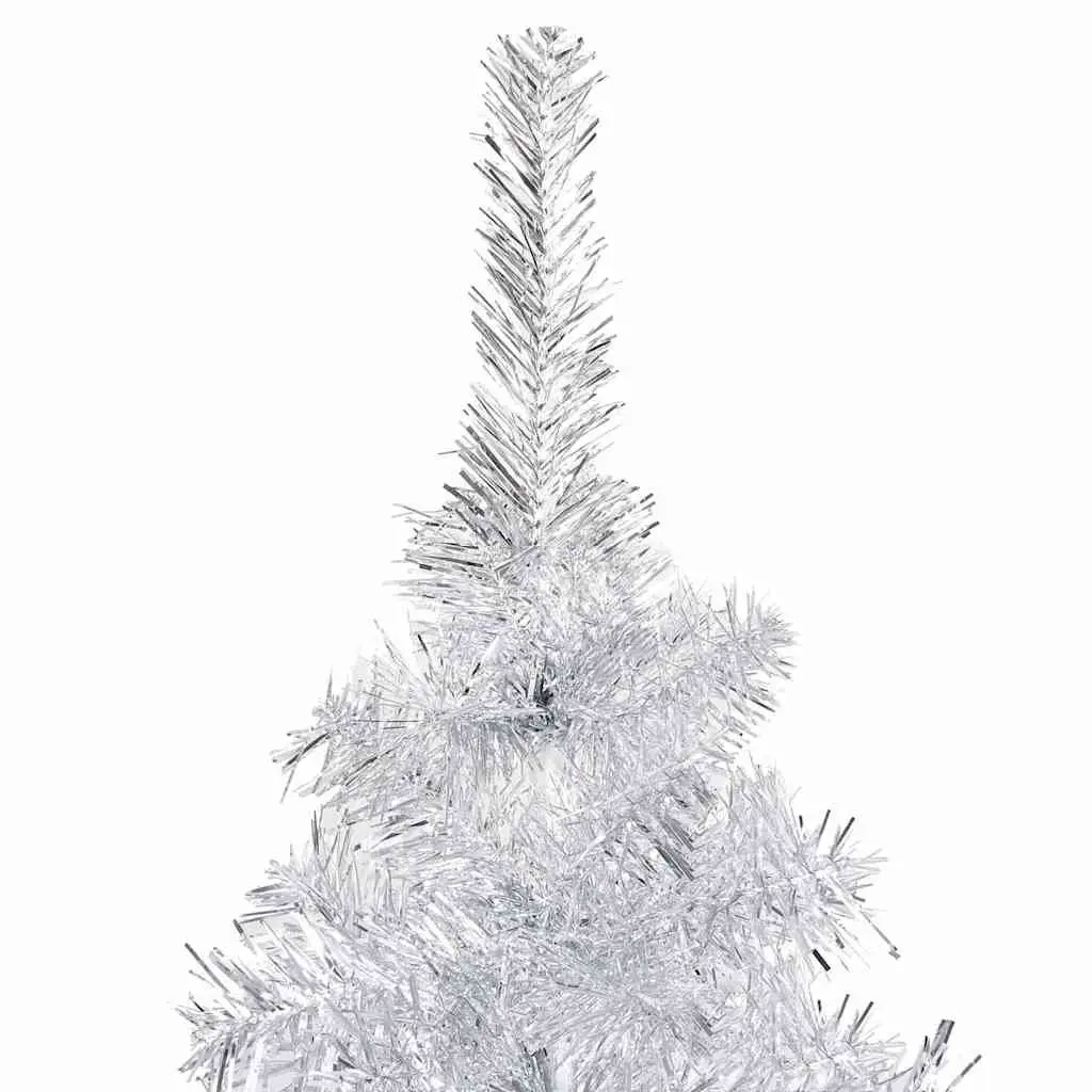 Artificial Pre-lit Christmas Tree Silver 240cm with Stand LED Lights Holiday