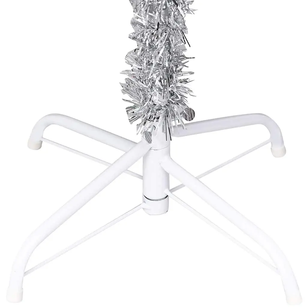 Artificial Pre-lit Christmas Tree Silver 240cm with Stand LED Lights Holiday