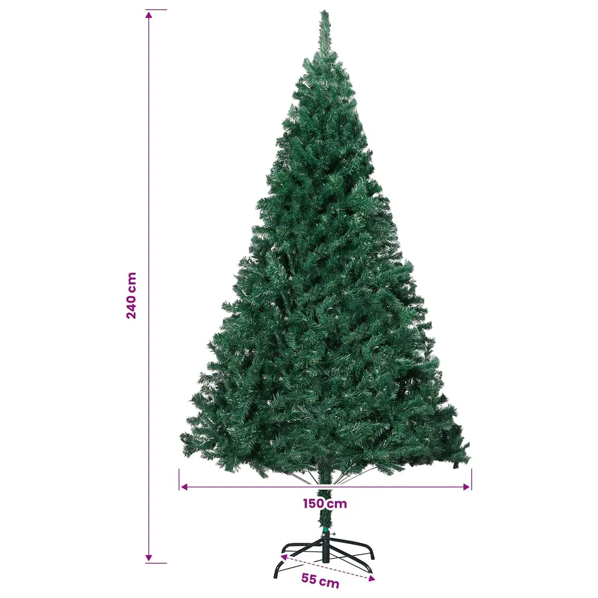 Artificial Christmas Tree 240cm Extra Thick Branches Green LED Holiday Decor