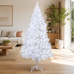 White Artificial Christmas Tree 120cm Pre-lit LED Lights Thick Branches Holiday