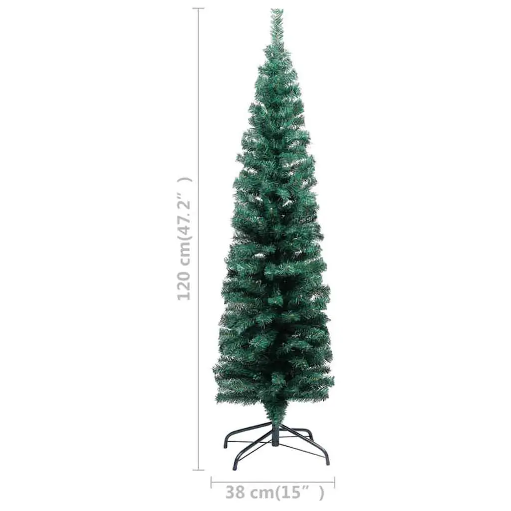 Slim Artificial Christmas Tree Pre-lit LED Lights Green 120cm