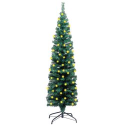 Slim Artificial Pre-lit Christmas Tree Green 150cm Holiday Seasonal Decor with