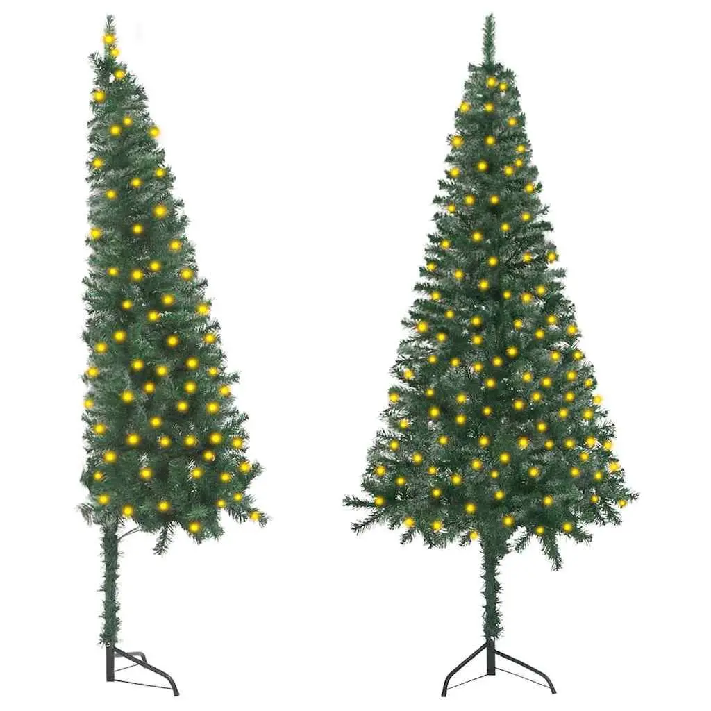 Corner Artificial Pre-lit Christmas Tree Green 180cm LED Lights Holiday