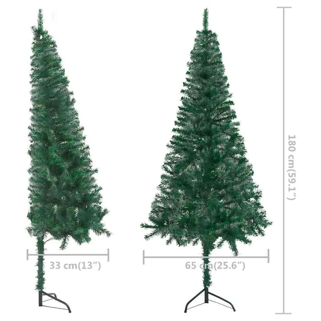 Corner Artificial Pre-lit Christmas Tree Green 180cm LED Lights Holiday
