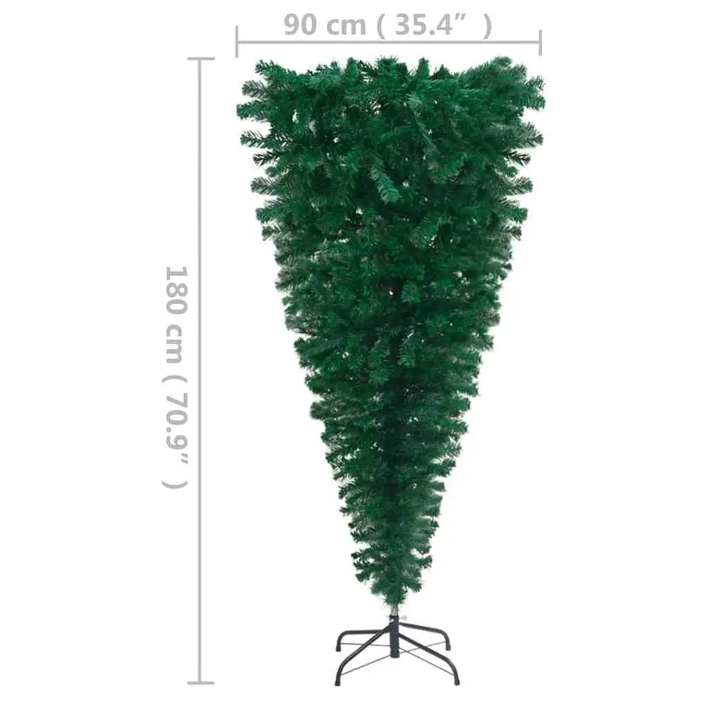 Upside-Down Artificial Christmas Tree Pre-Lit LED 180cm Green