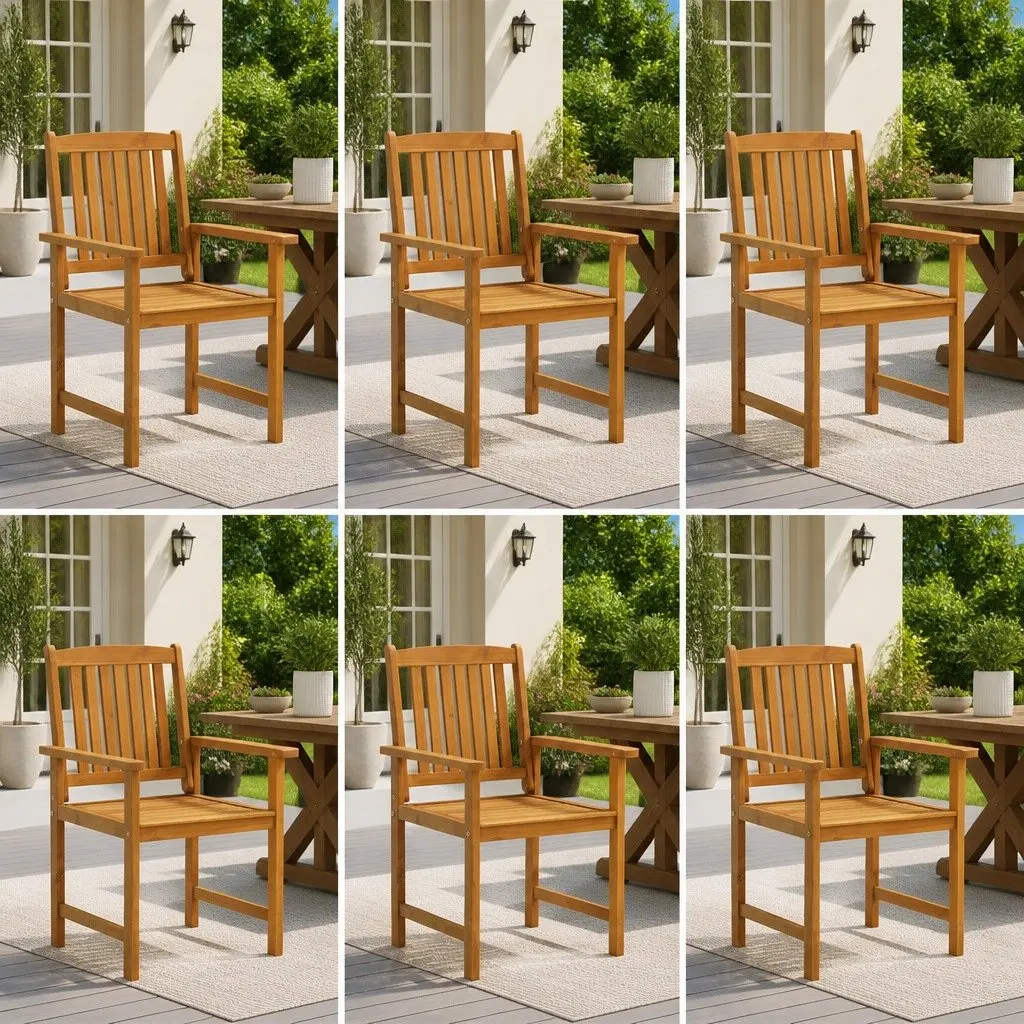 Outdoor Chairs Set Solid Wood 6 Piece Brown Patio Furniture