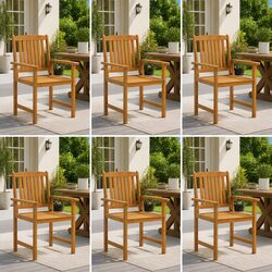 Outdoor Chairs Set 6 pcs Garden Seating Solid Wood Brown Patio Furniture