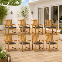 Outdoor Garden Chairs Set 8 Piece Solid Acacia Wood with Cushions Anthracite