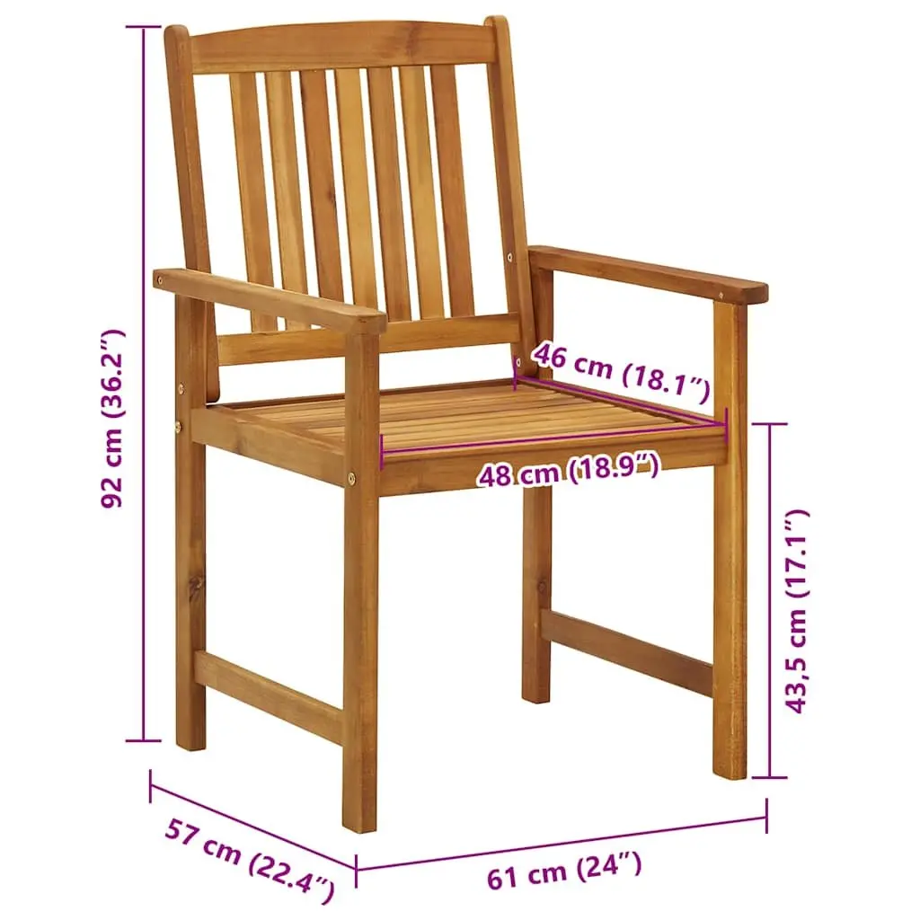 Outdoor Garden Chairs Set Solid Acacia Wood with Cushions 8 Piece Anthracite