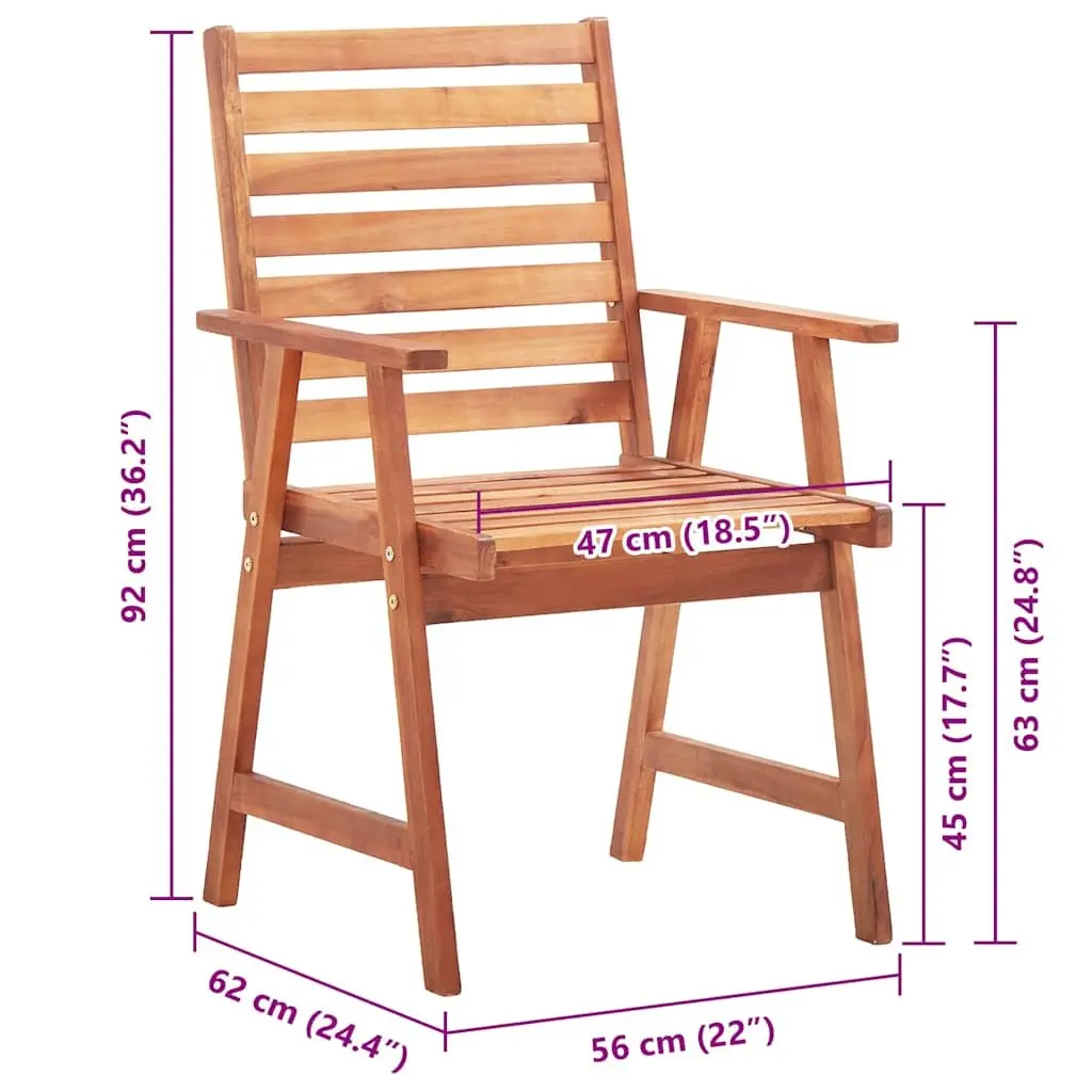 Outdoor Dining Chairs Set 4 Piece Solid Acacia Wood with Cushions Anthracite