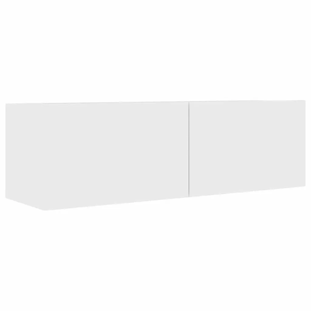 7 Piece TV Cabinet Set White Wall Mounted Storage Compartments Living Room Unit