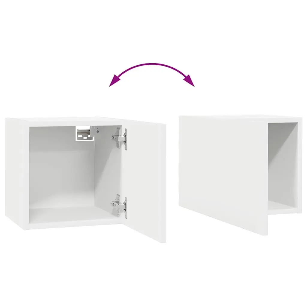 TV Cabinet Set Wall Mounted 8 Piece White Storage Compartments