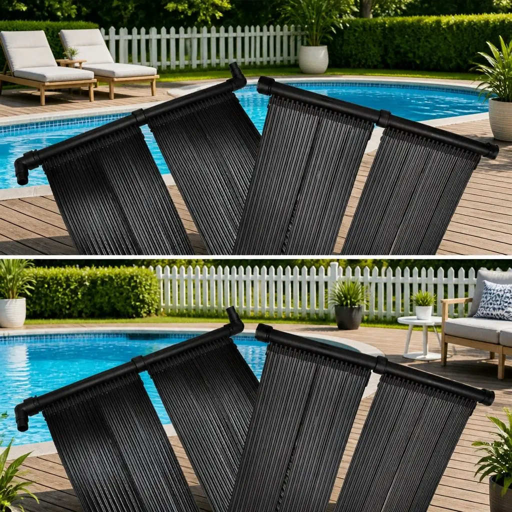 Solar Pool Heater Panel Set 4 Pieces 80x620 cm Ground Roof Mounted Water Warmer