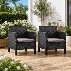 Outdoor Garden Chairs Set 2 pcs with Cushions Anthracite Patio Seating