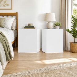 White Bedside Cabinet 30.5x30x30 cm Wall-Mounted Nightstand Storage Compartment