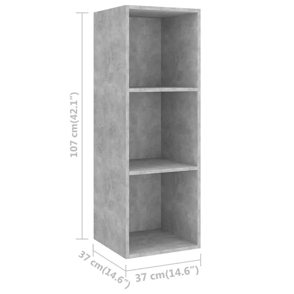 Wall-Mounted TV Cabinet Set Grey Engineered Wood Floating Shelf
