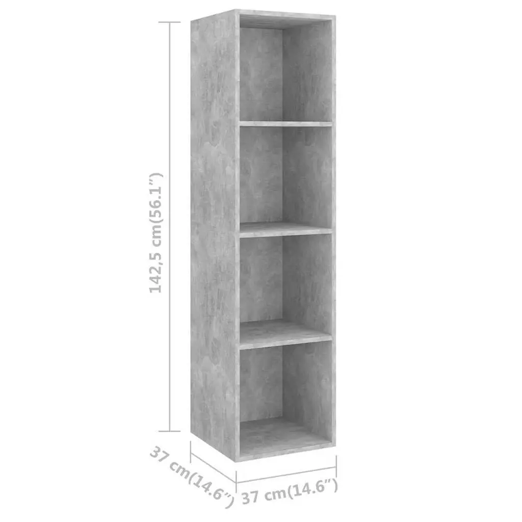 Wall-Mounted TV Cabinet Set Grey Engineered Wood Floating Shelf