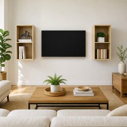 Wall-mounted TV Cabinets 2 pcs Brown Storage Compartments Display Organiser