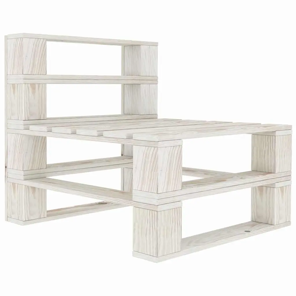 5 Piece Garden Pallet Lounge Set Outdoor Furniture White Solid Pinewood Sofa Coffee Table