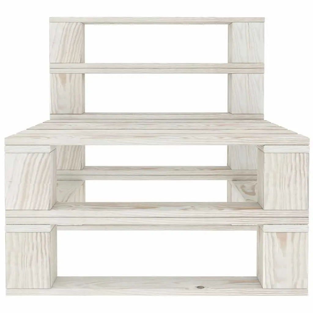 5 Piece Garden Pallet Lounge Set Outdoor Furniture White Solid Pinewood Sofa Coffee Table
