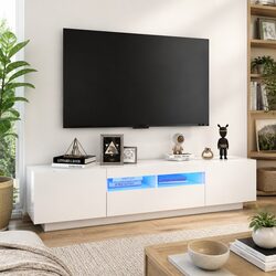TV Cabinet with RGB LED Lights White 180x35x40 cm Media Storage Unit