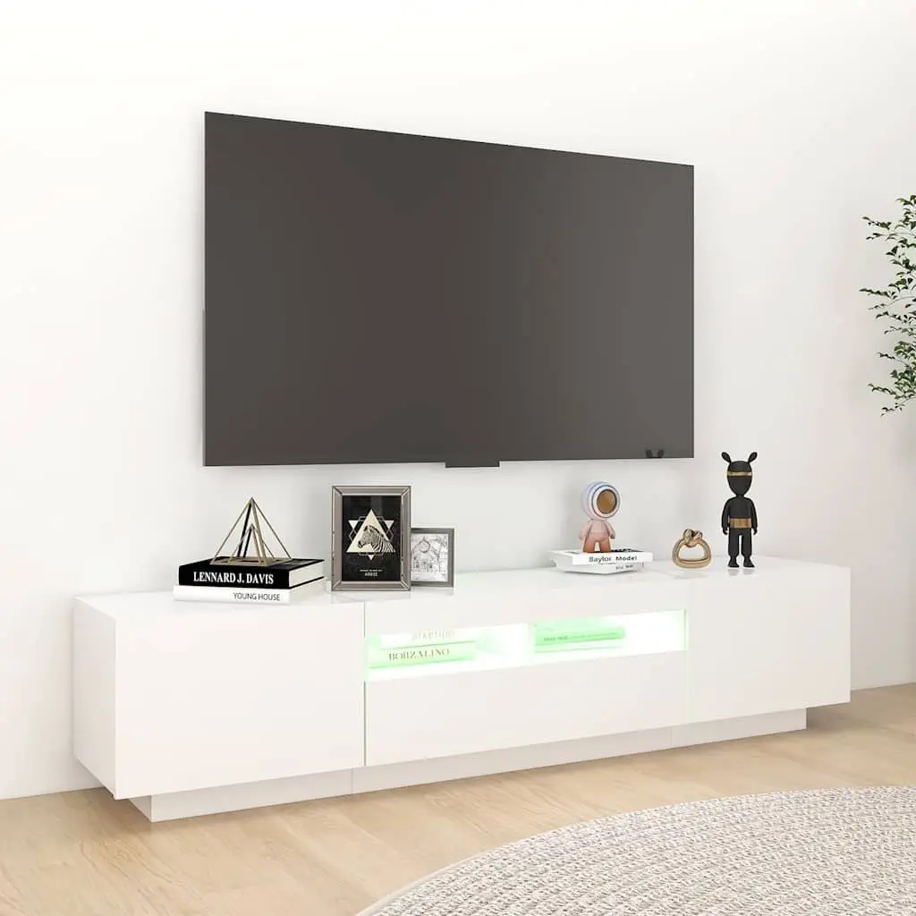 TV Cabinet with RGB LED Lights White 180x35x40 cm Media Storage Unit