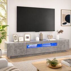 TV Cabinet with RGB LED Lights Grey Modern Living Room Storage Unit 200cm