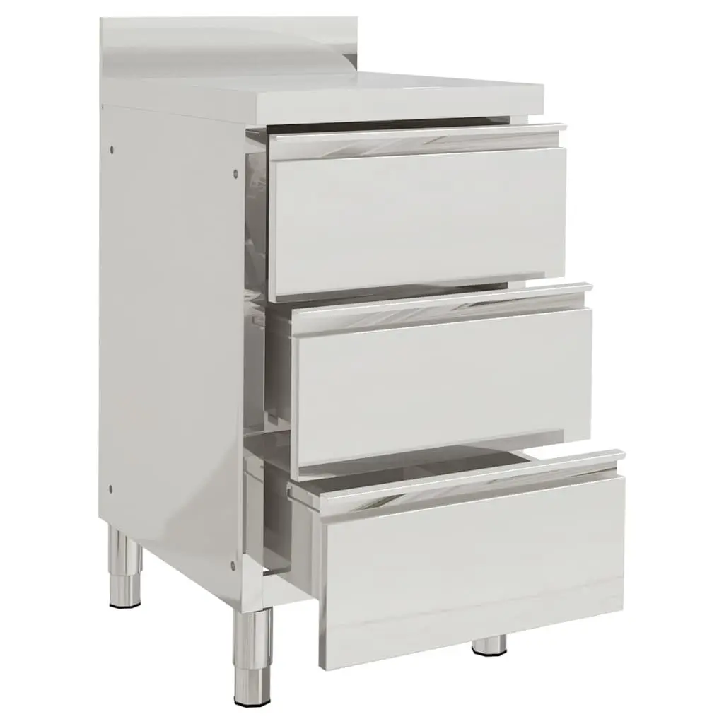 Commercial Kitchen Cabinet Stainless Steel Storage Unit 3 Drawers 50 x 60 x 96 cm